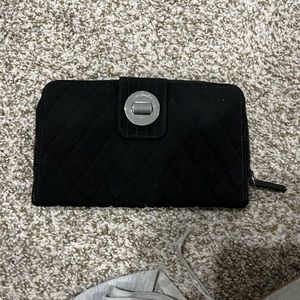 Black microfiber turn lock wallet Vera Bradley